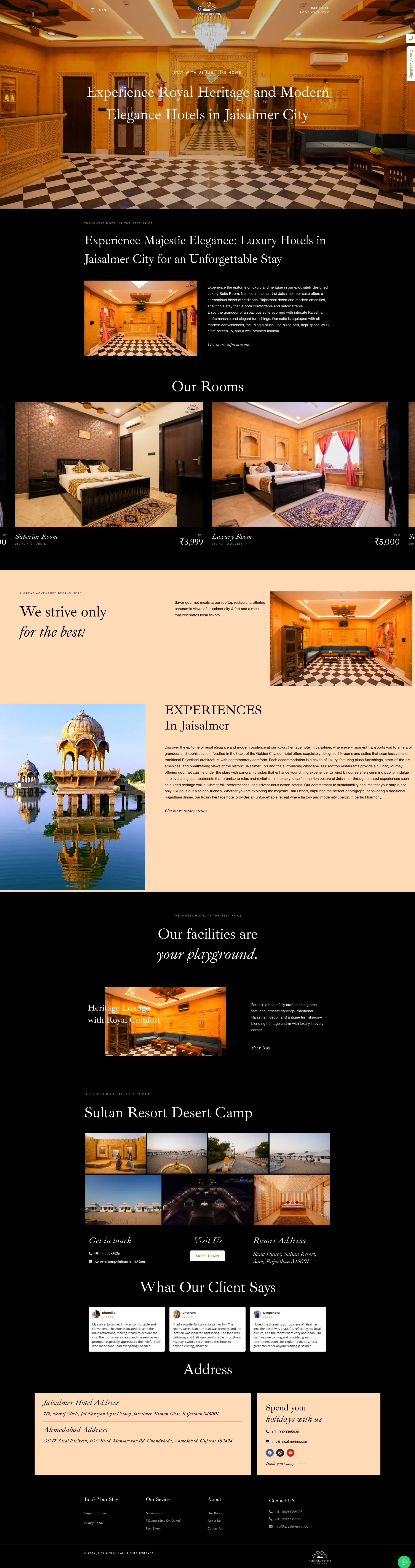 Jaisalmer Inn website preview